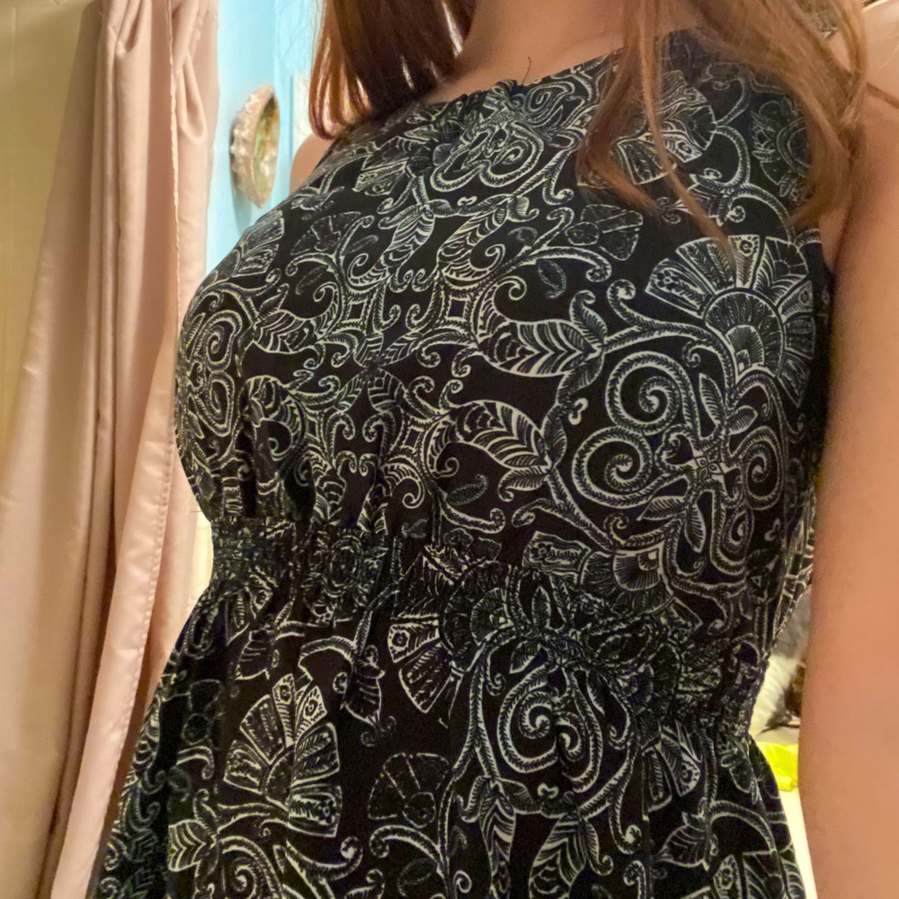 Patterned Formal Black and White Maternity Dress